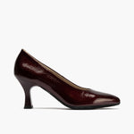 Zapato de Salón Mujer Stiletto Burdeos de Tacón Alto en Piel Charol