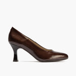 Zapato de Salón Mujer Stiletto Marron de Tacón Alto en Piel Charol