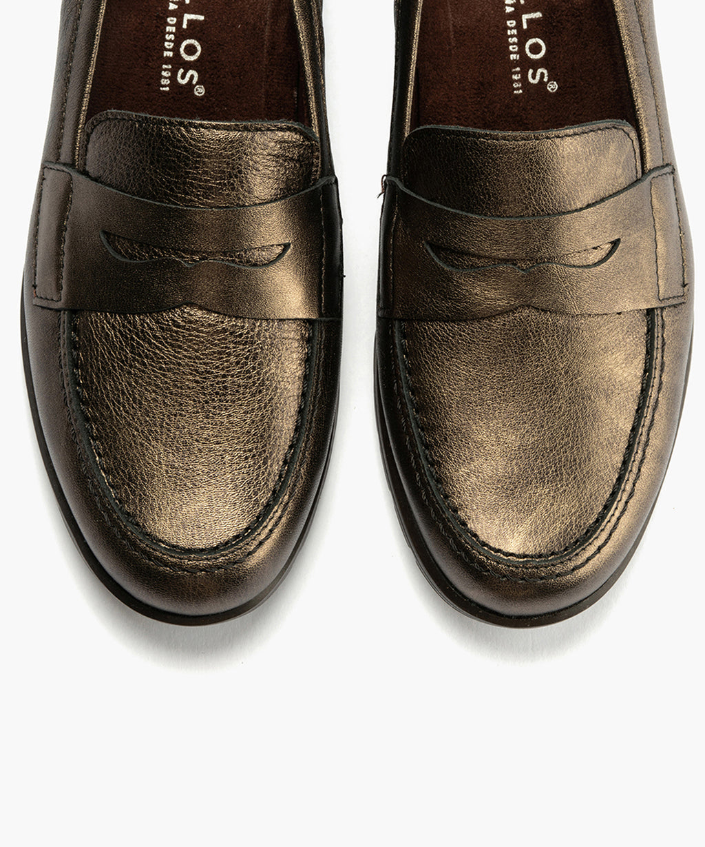 Mocasín en Laminado de mujer color cava