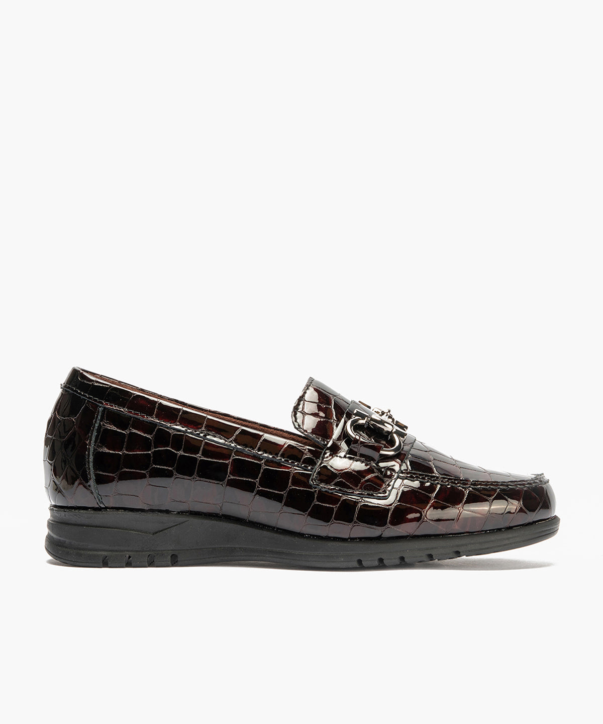 Mocasín en Coco con adorno de mujer color burdeos