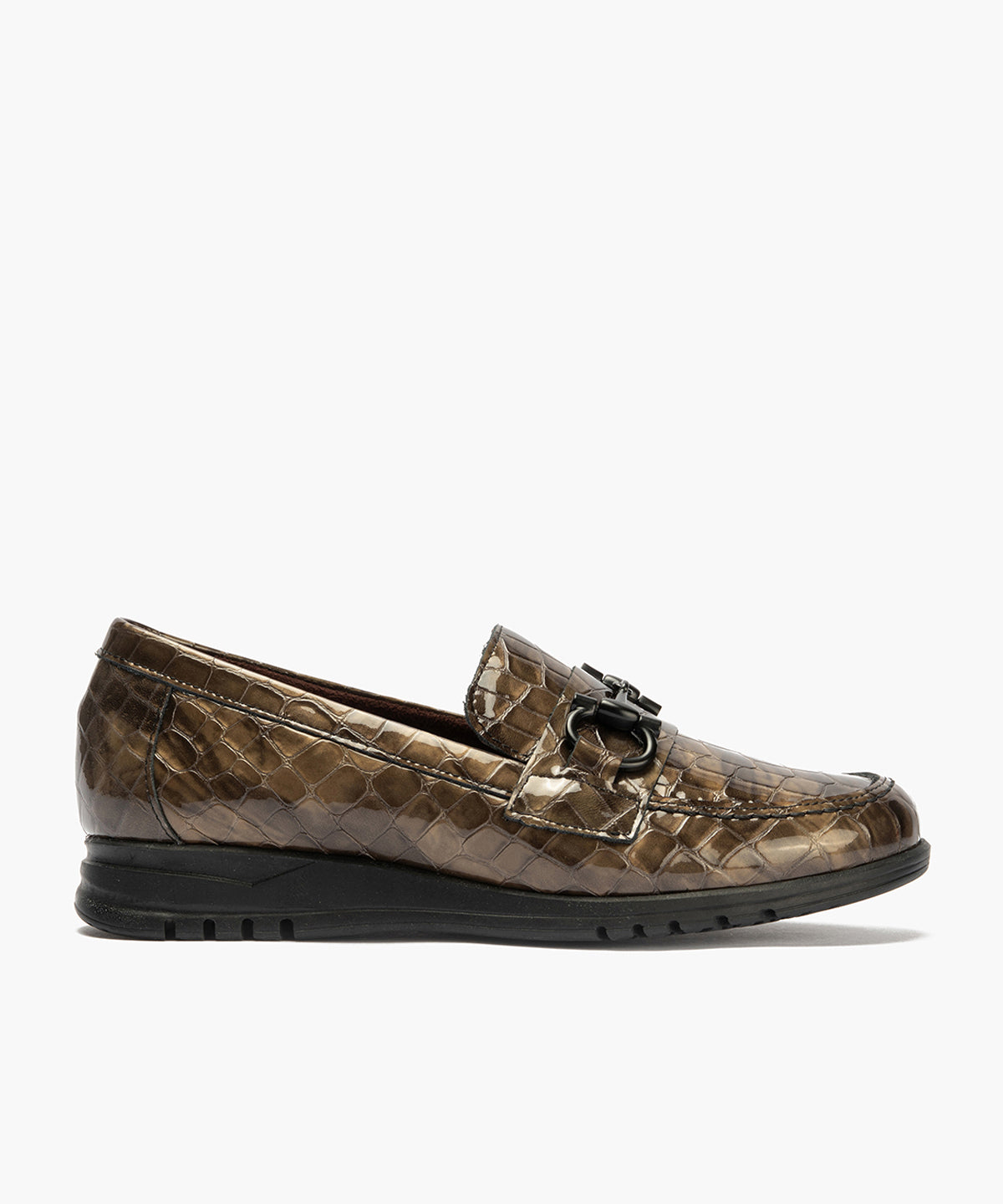 Mocasín en Coco con adorno de mujer color humo
