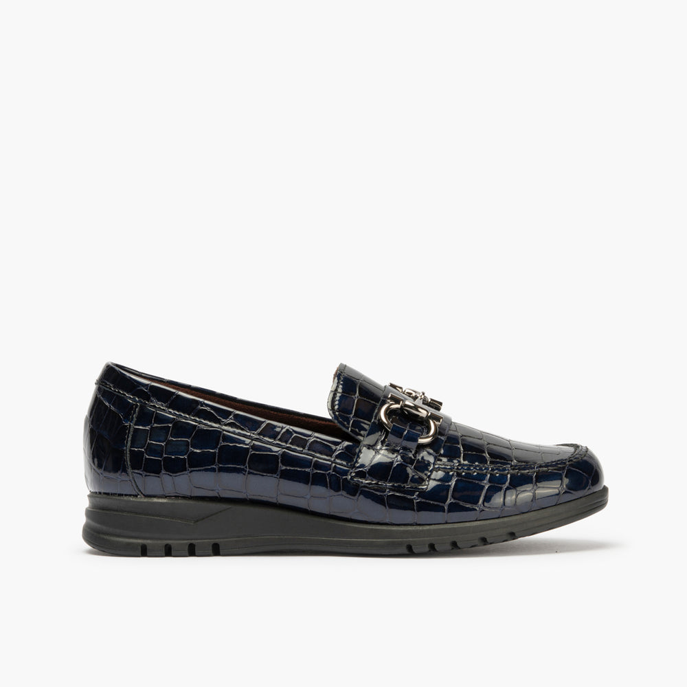 Mocasín en Coco con adorno de mujer color marino