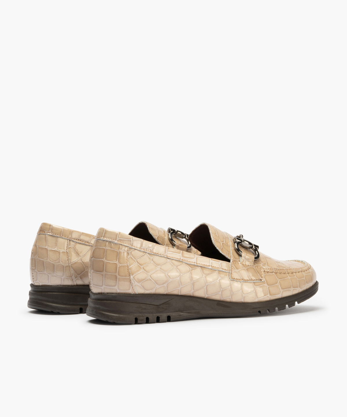 Mocasín en Coco con adorno de mujer color piedra