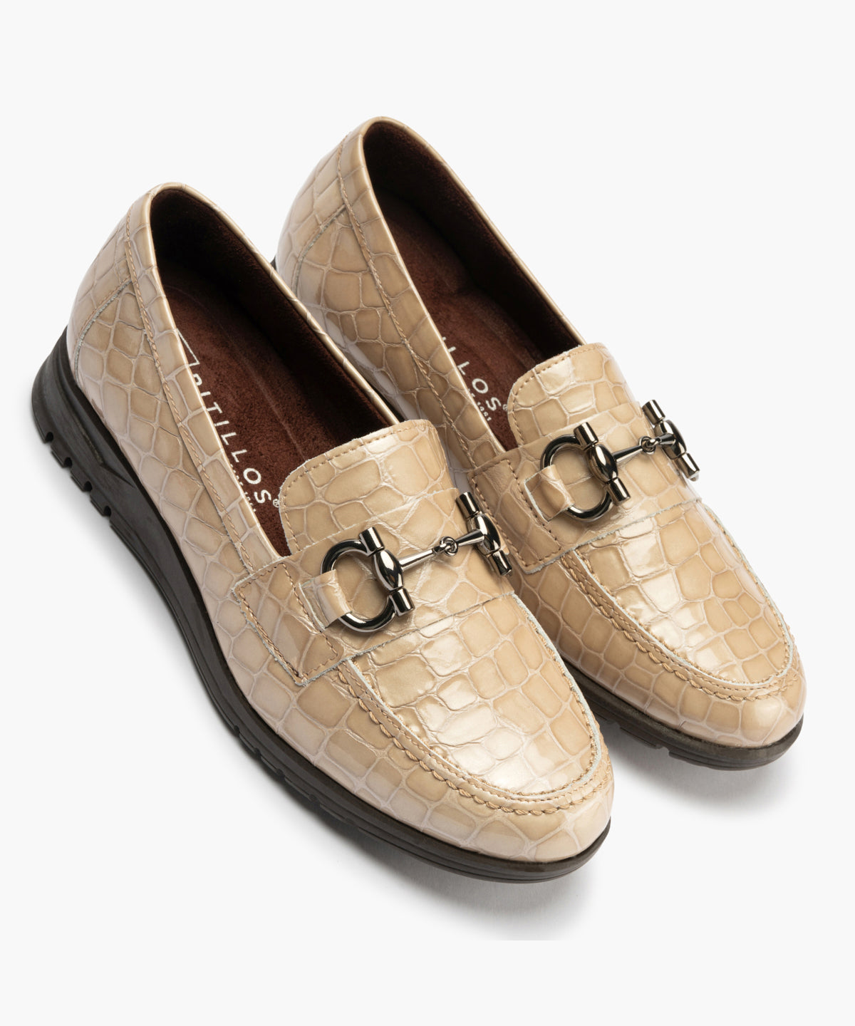 Mocasín en Coco con adorno de mujer color piedra