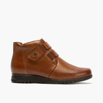 Botín Bajo con elásticos y velcro de mujer color cuero