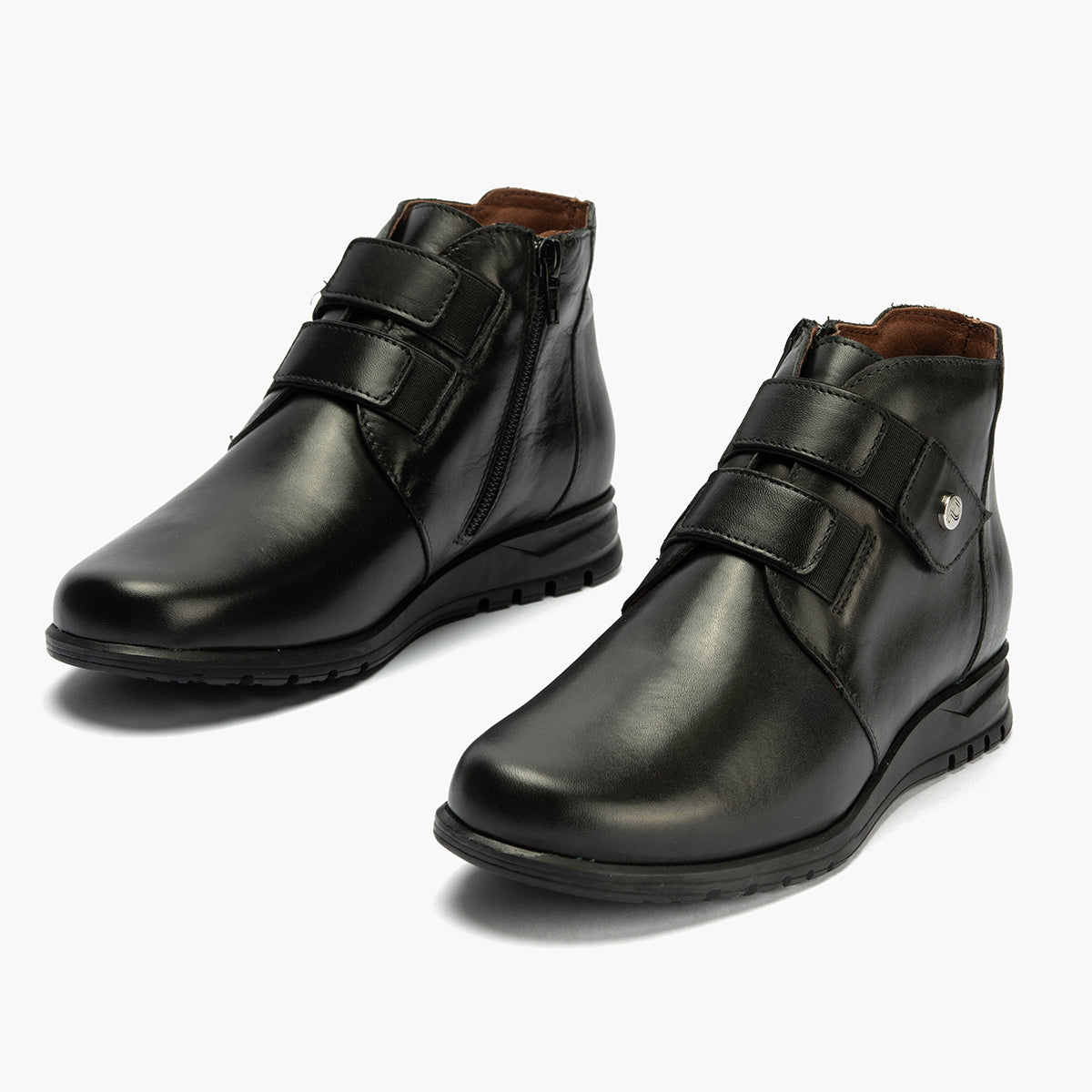 Botín Bajo con elásticos y velcro de mujer color negro
