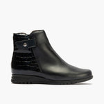 Botín Combinado en napa con coco charol de mujer color marino