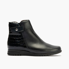 Botín Combinado en napa con coco charol de mujer color marino