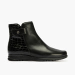 Botín Combinado en napa con coco charol de mujer color negro