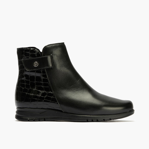 Botín Combinado en napa con coco charol de mujer color negro