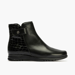 Botín Combinado en napa con coco charol de mujer color negro