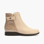 Botín Combinado en napa con coco charol de mujer color piedra