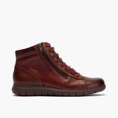 Botín con Cremallera de mujer color burdeos