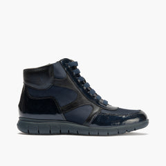 Botín con cremallera en nylon de mujer color marino