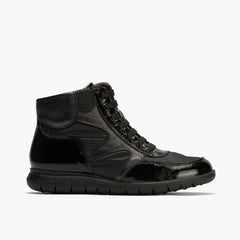 Botín con cremallera en nylon de mujer color negro