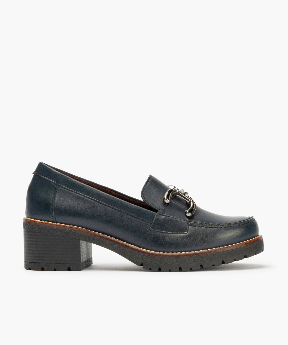 Mocasín en Napa con adorno de mujer color marino