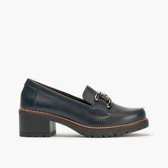 Mocasín en Napa con adorno de mujer color marino