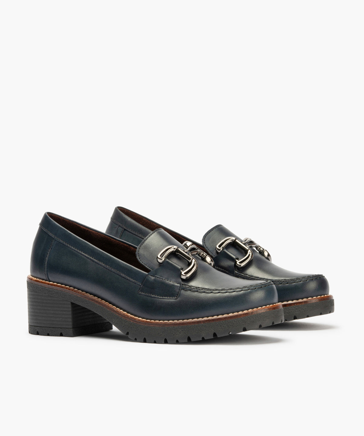 Mocasín en Napa con adorno de mujer color marino