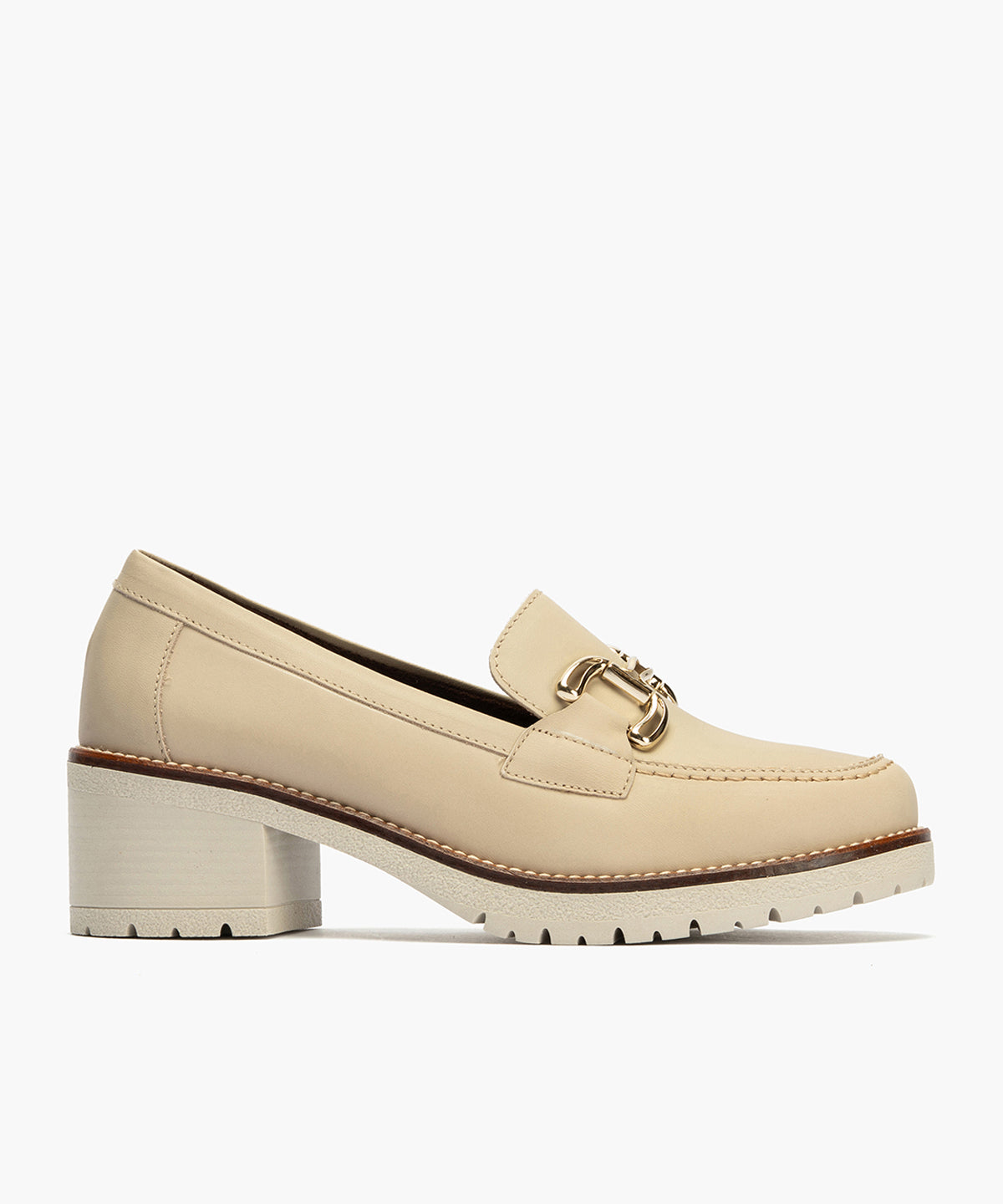 Mocasín en Napa con adorno de mujer color piedra