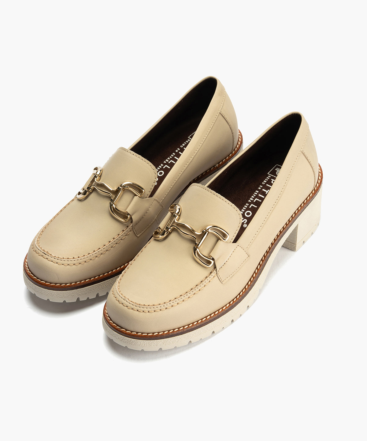 Mocasín en Napa con adorno de mujer color piedra