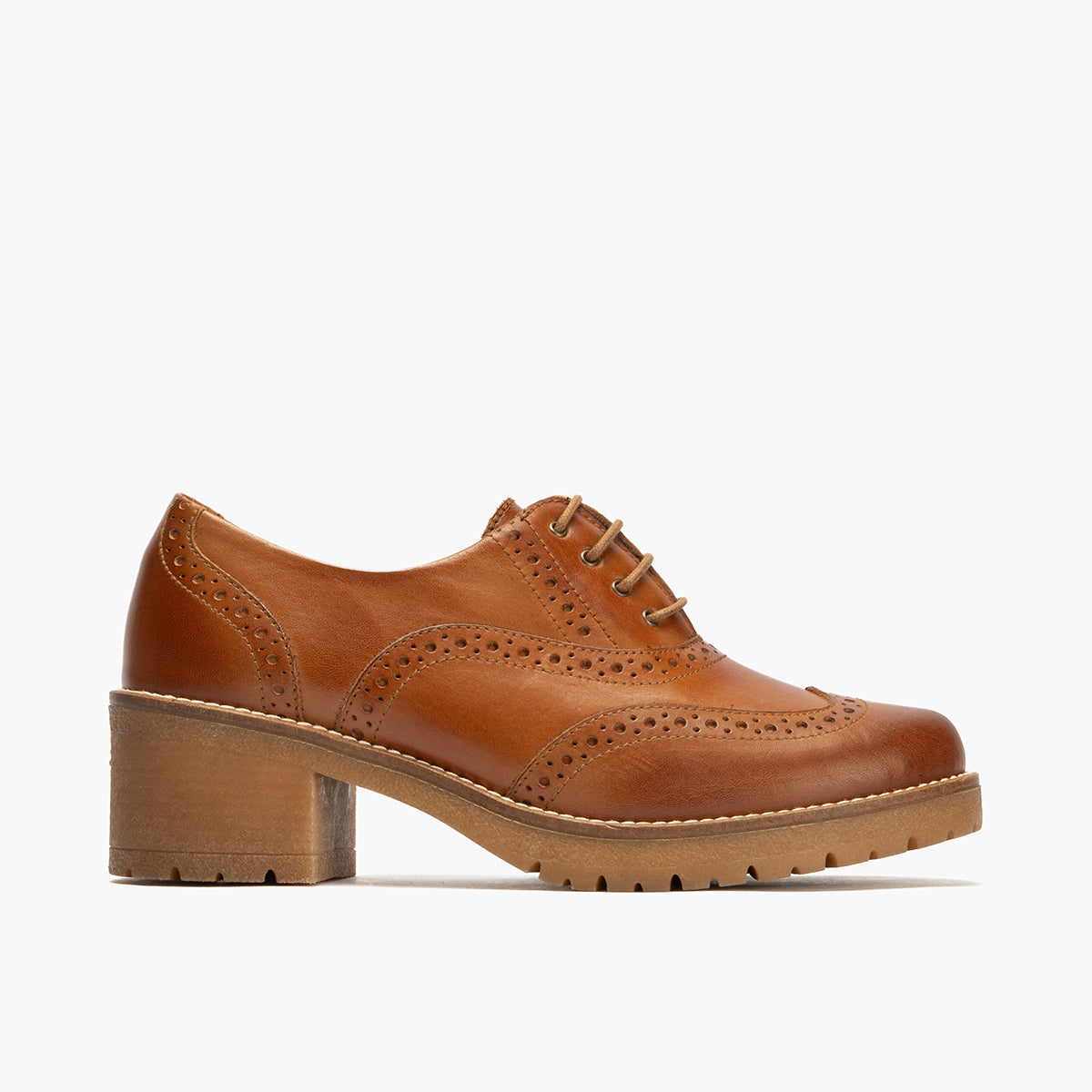 Ingles en Napa con cordones de mujer color cuero