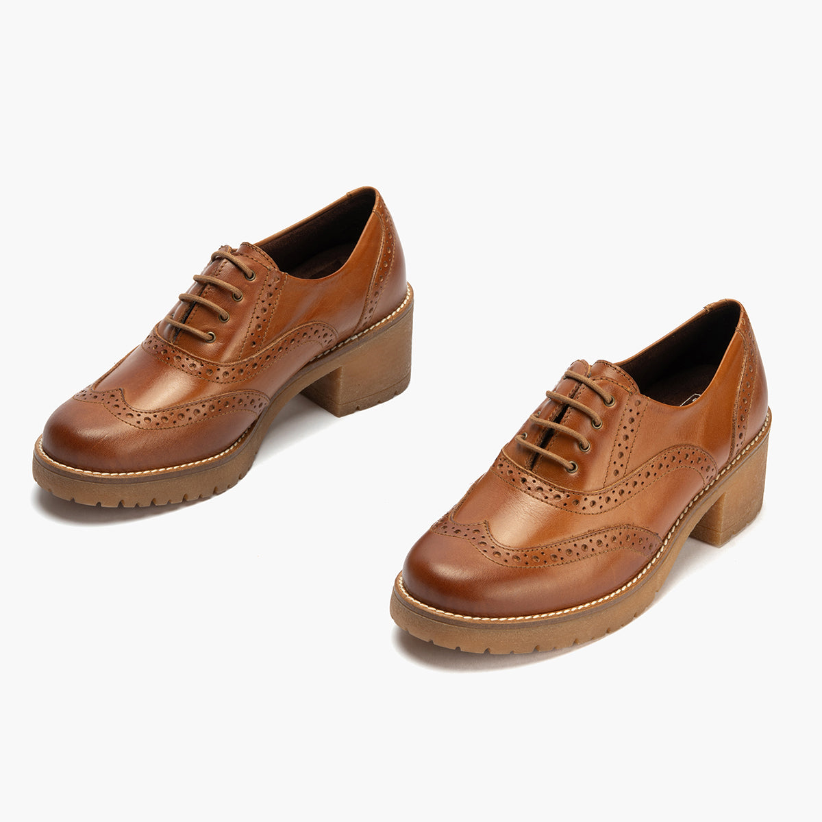 Ingles en Napa con cordones de mujer color cuero