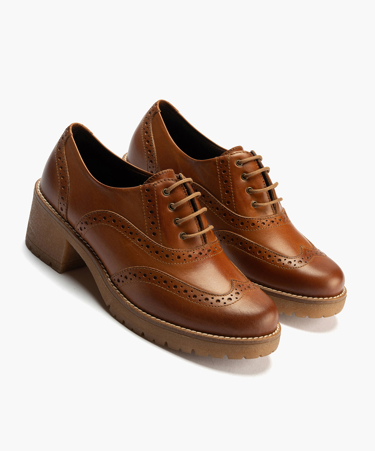 Ingles en Napa con cordones de mujer color cuero
