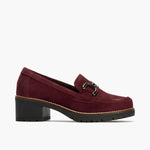 Mocasín en Serraje de mujer color burdeos