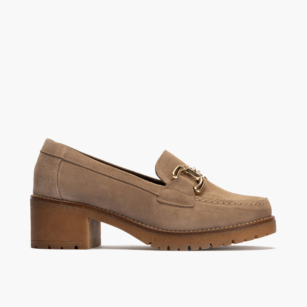 Mocasín en Serraje de mujer color castoro
