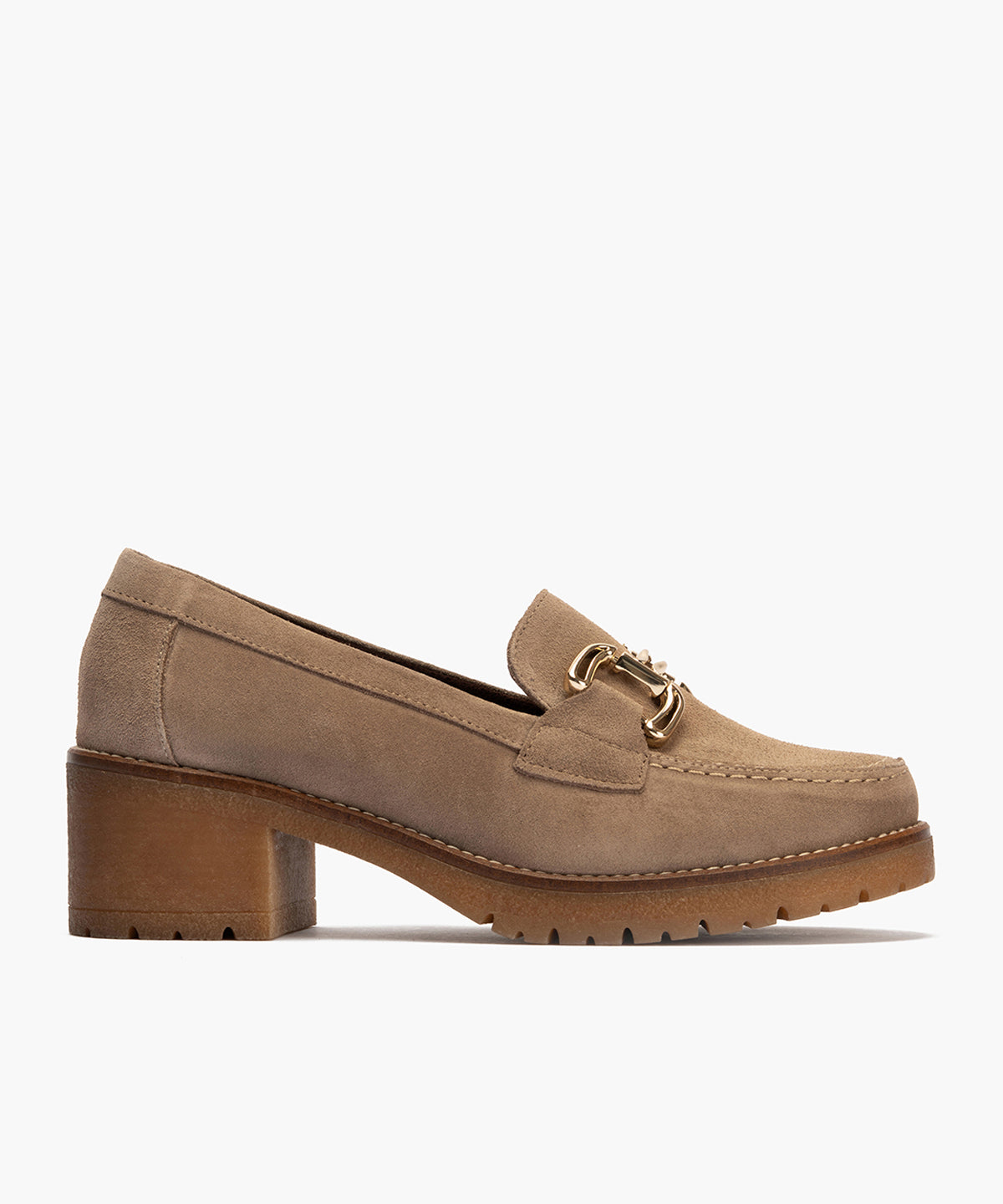 Mocasín en Serraje de mujer color castoro