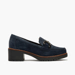Mocasín en Serraje de mujer color marino
