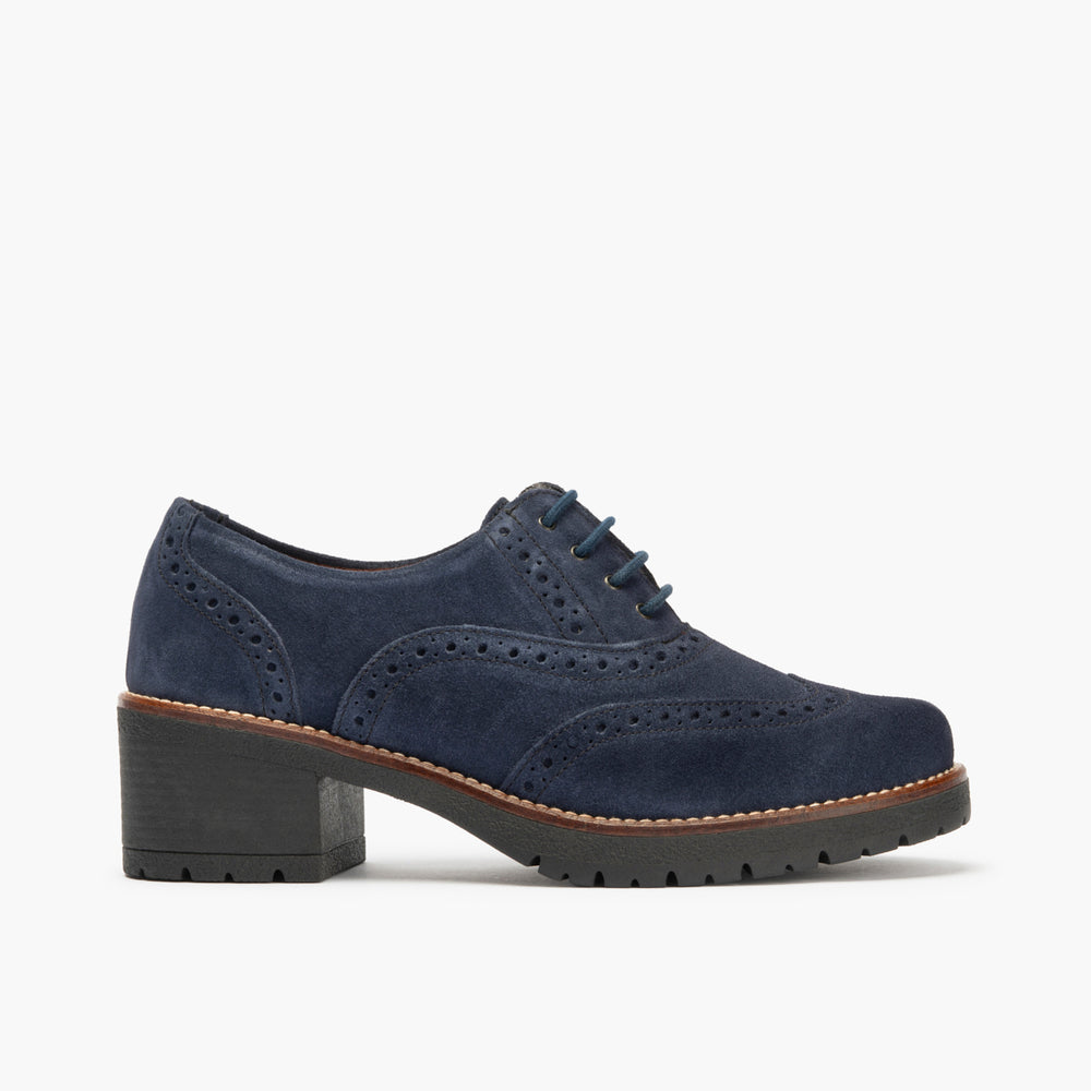 Ingles en Serraje con cordones de mujer color marino