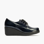 Blucher en Charol con cordones de mujer color marino