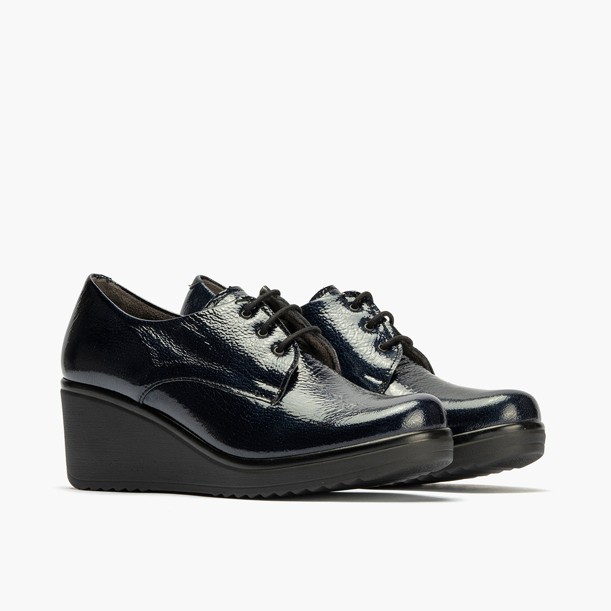 Blucher en Charol con cordones de mujer color marino