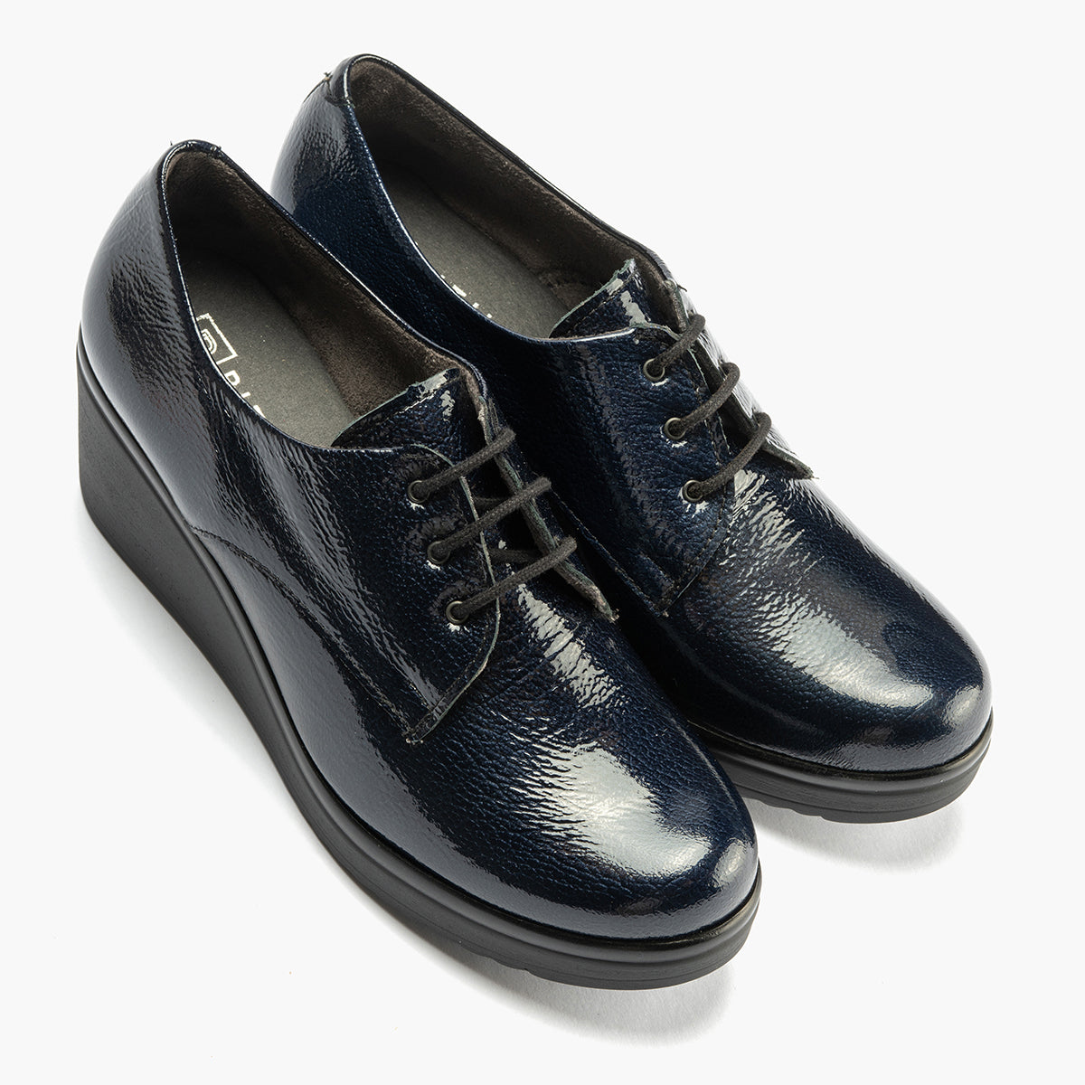 Blucher en Charol con cordones de mujer color marino