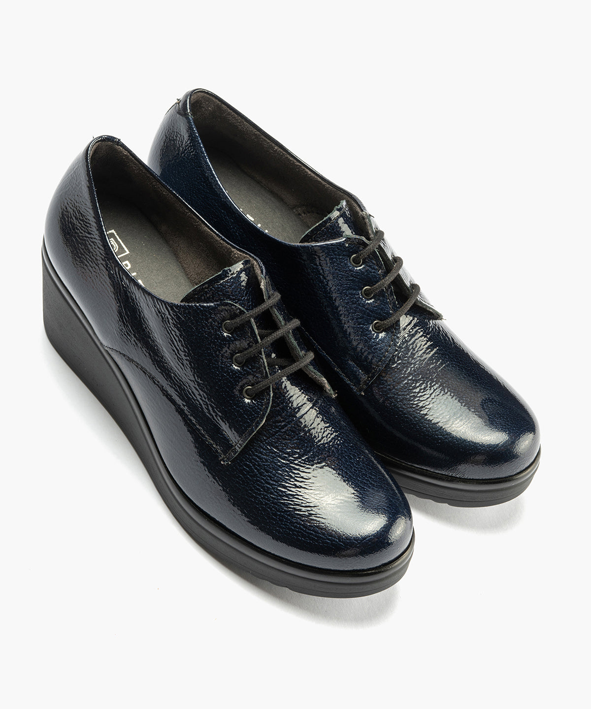 Blucher en Charol con cordones de mujer color marino