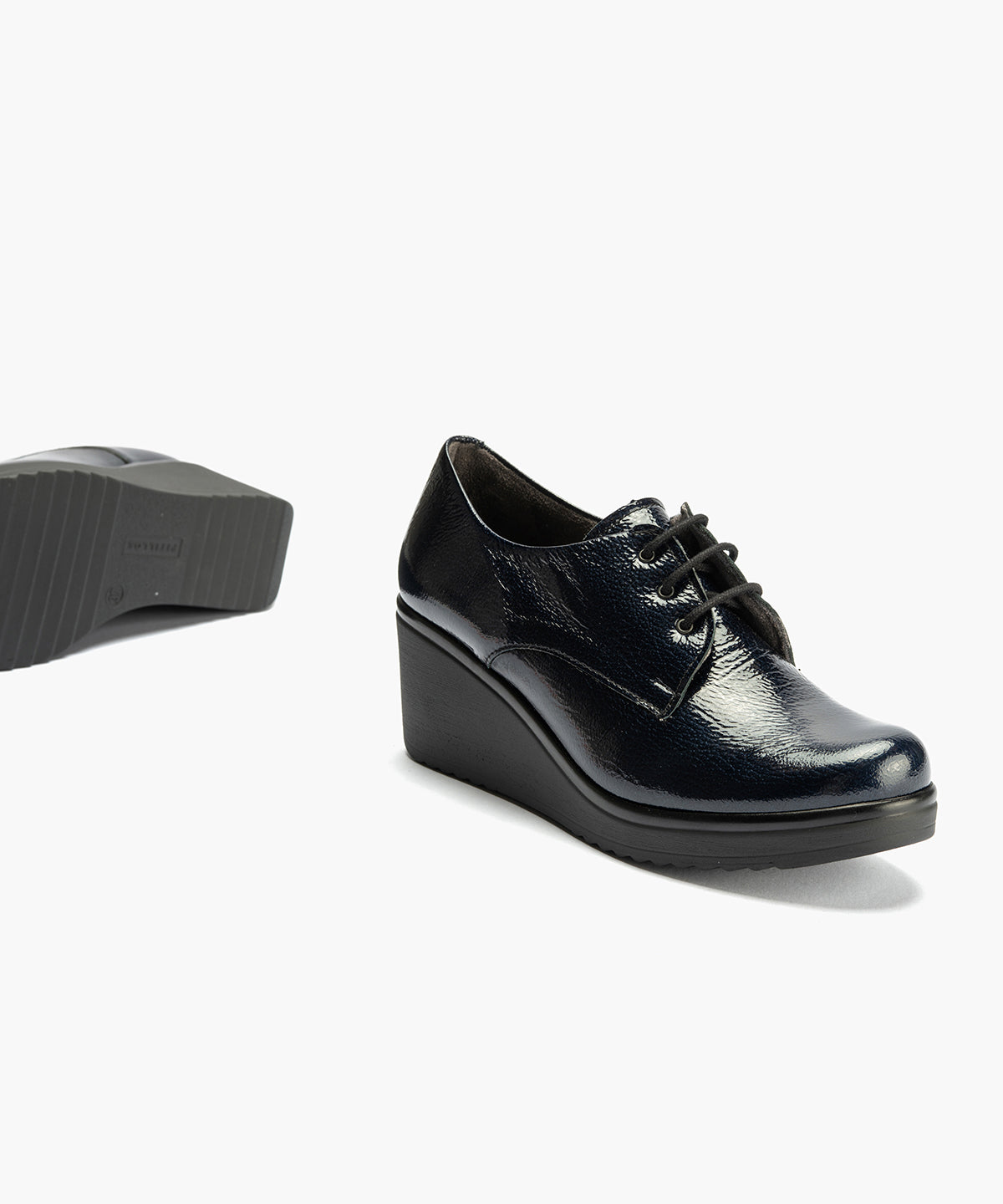 Blucher en Charol con cordones de mujer color marino