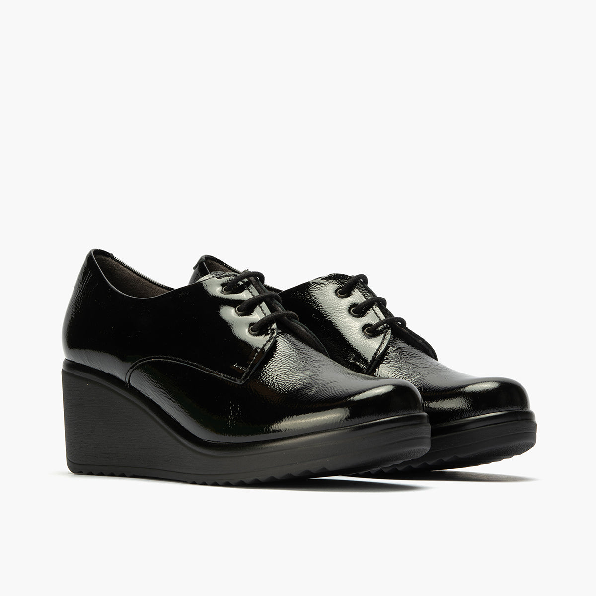 Blucher en Charol con cordones de mujer color negro