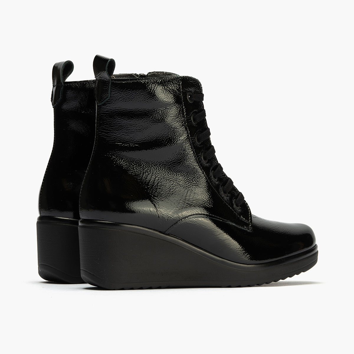 Botín Militar en Charol con cordones de mujer color negro
