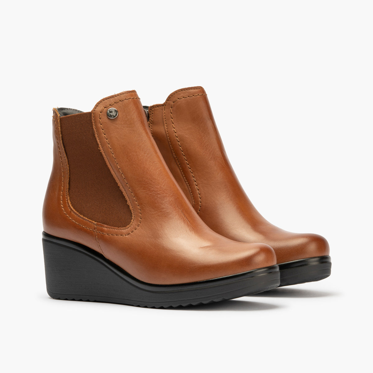 Botín Chelsey en Napa con elásticos de mujer color cuero