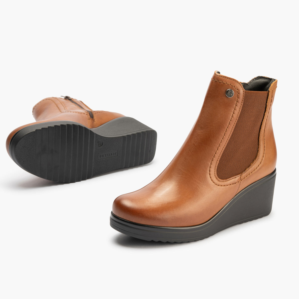 Botín Chelsey en Napa con elásticos de mujer color cuero