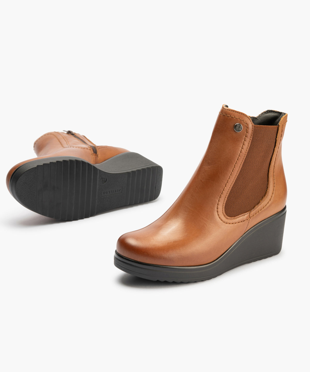 Botín Chelsey en Napa con elásticos de mujer color cuero
