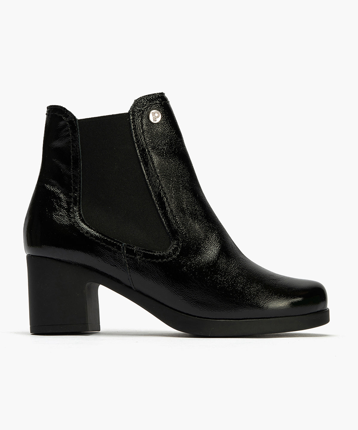 Botín Chelsey en Charol con elásticos de mujer color negro
