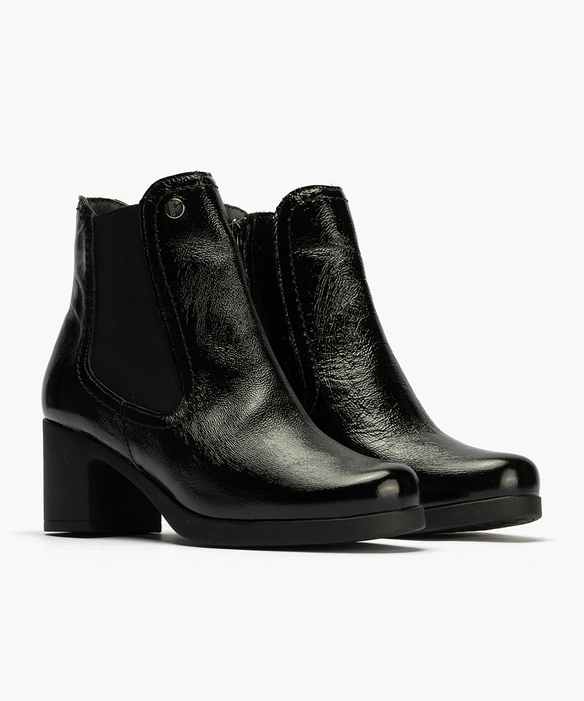 Botín Chelsey en Charol con elásticos de mujer color negro