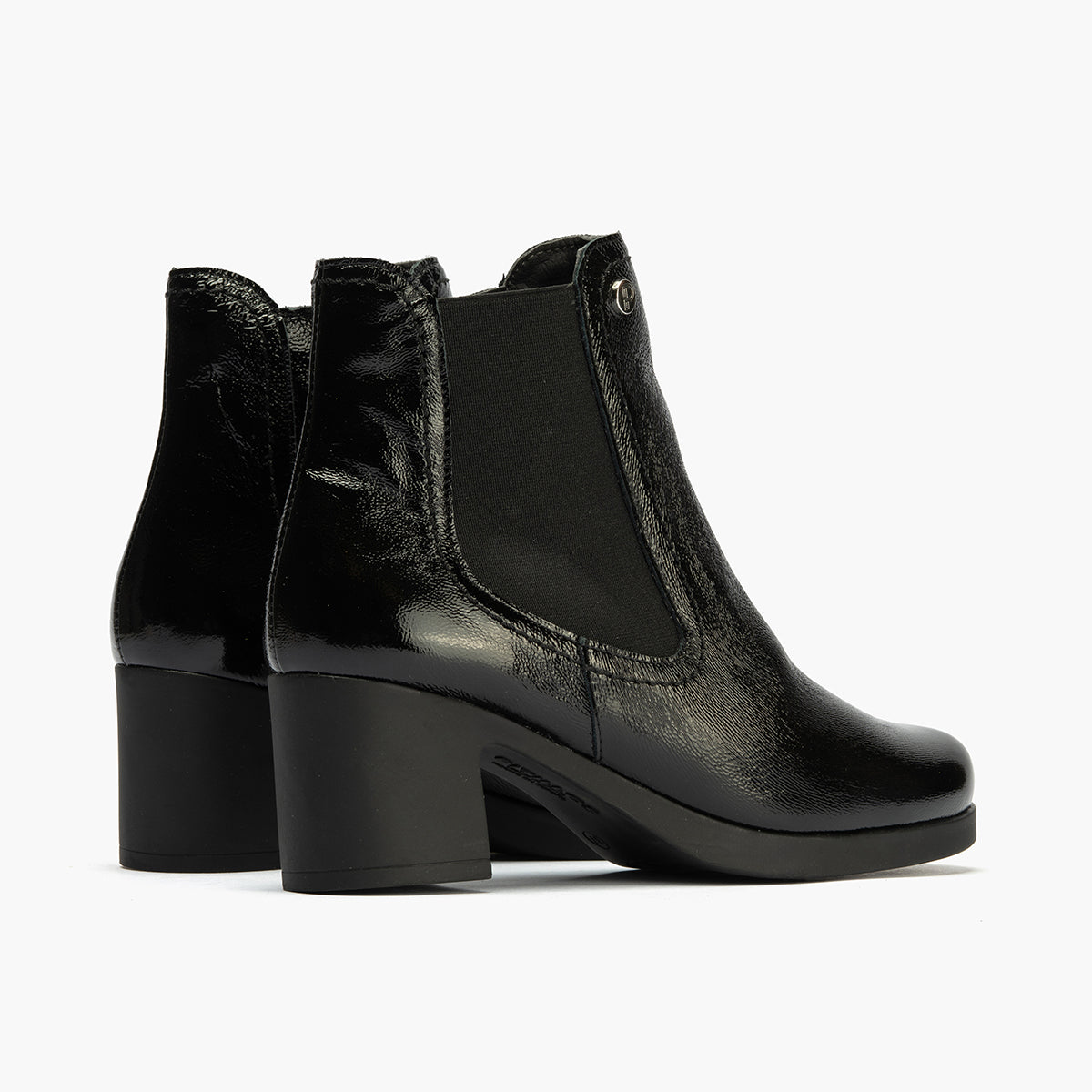 Botín Chelsey en Charol con elásticos de mujer color negro