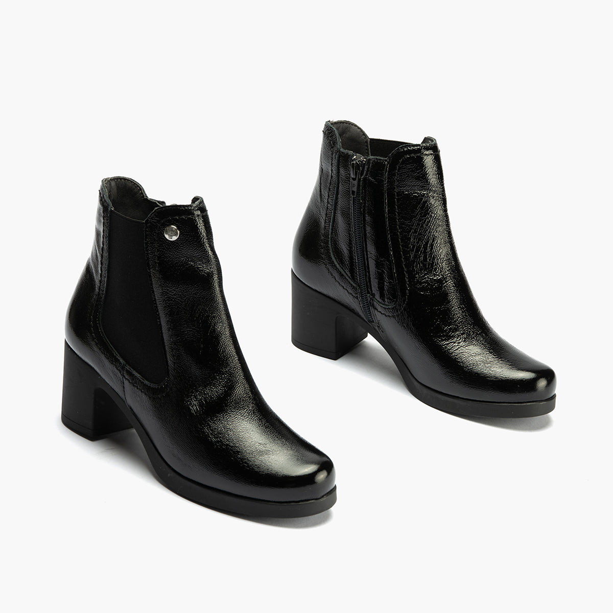 Botín Chelsey en Charol con elásticos de mujer color negro