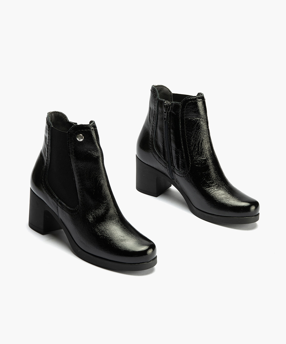 Botín Chelsey en Charol con elásticos de mujer color negro