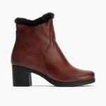 Botín con Pelo en napa de mujer color burdeos