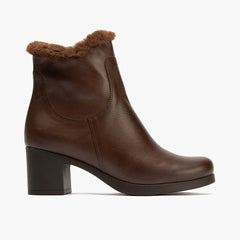 Botín con Pelo en napa de mujer color marron