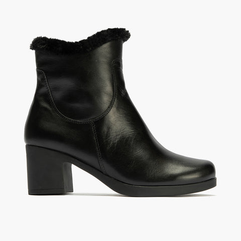 Botín con Pelo en napa de mujer color negro